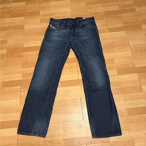 Diesel Larkee Vintage Faded Stone Distressed Straight Indigo Slim Men's Jeans 32